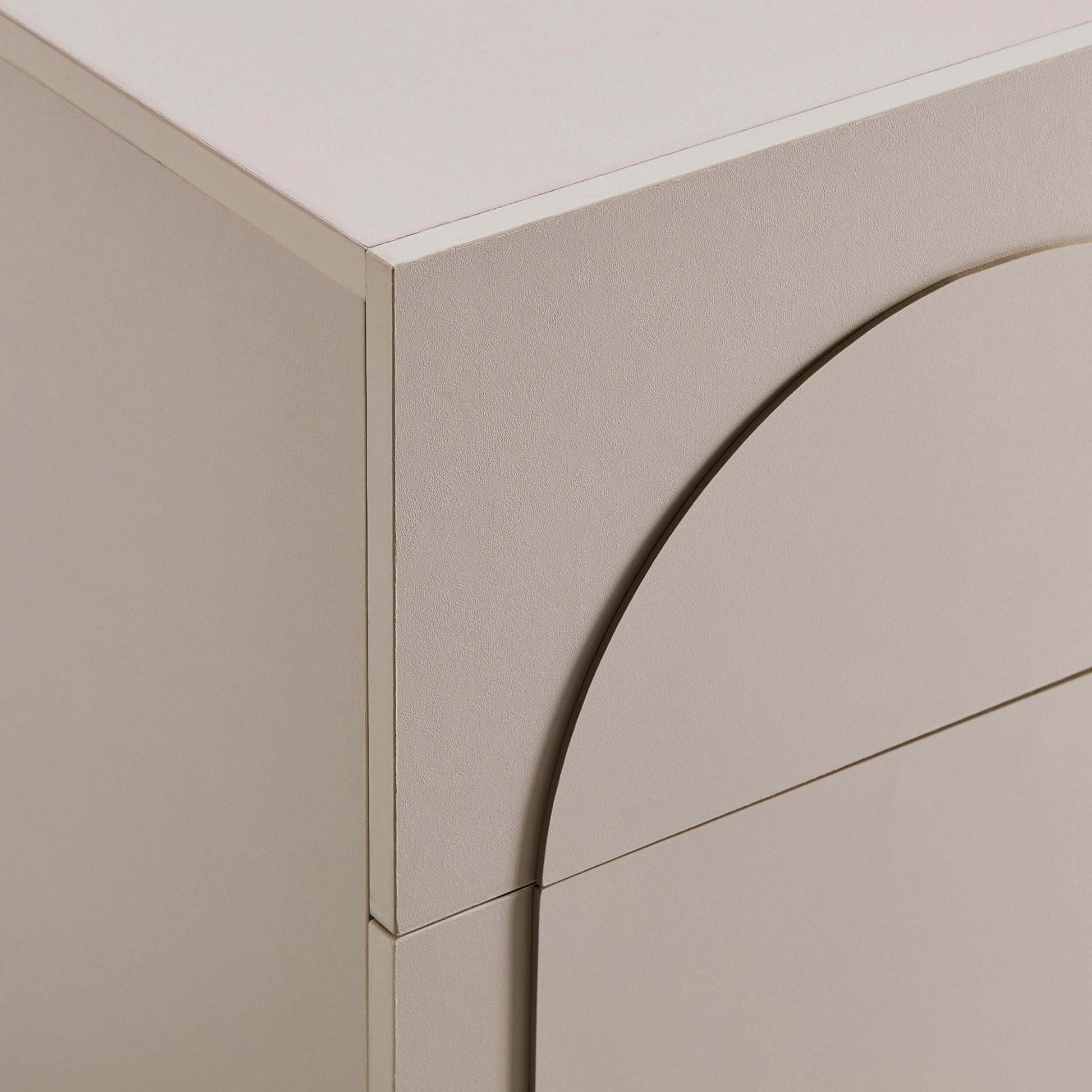 Rachel Arch Front 2 Drawer Bedside Table - Taupe - DUSK