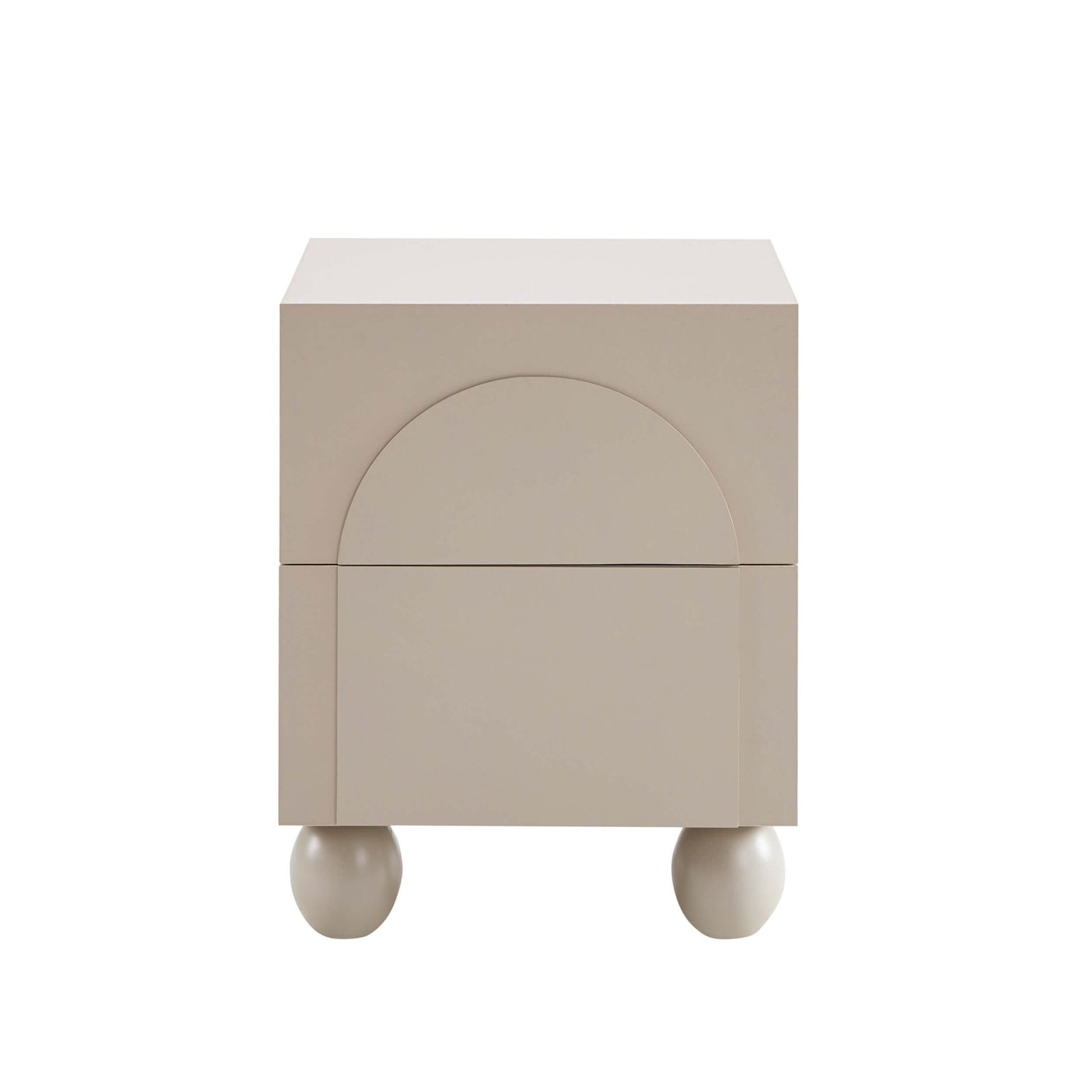 Rachel Arch Front 2 Drawer Bedside Table - Taupe - DUSK