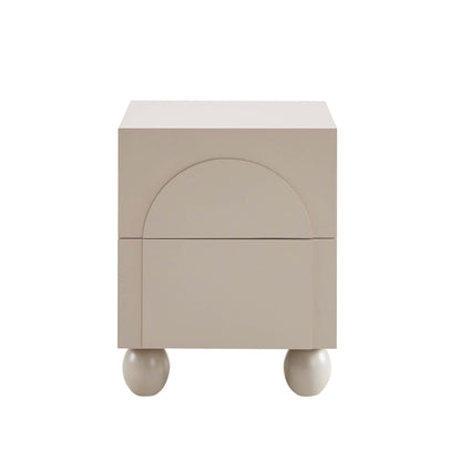 Rachel Arch Front 2 Drawer Bedside Table - Taupe - DUSK