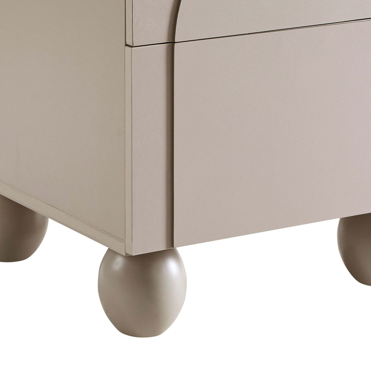 Rachel Arch Front 2 Drawer Bedside Table - Taupe - DUSK