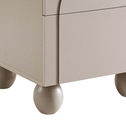 Rachel Arch Front 2 Drawer Bedside Table - Taupe - DUSK