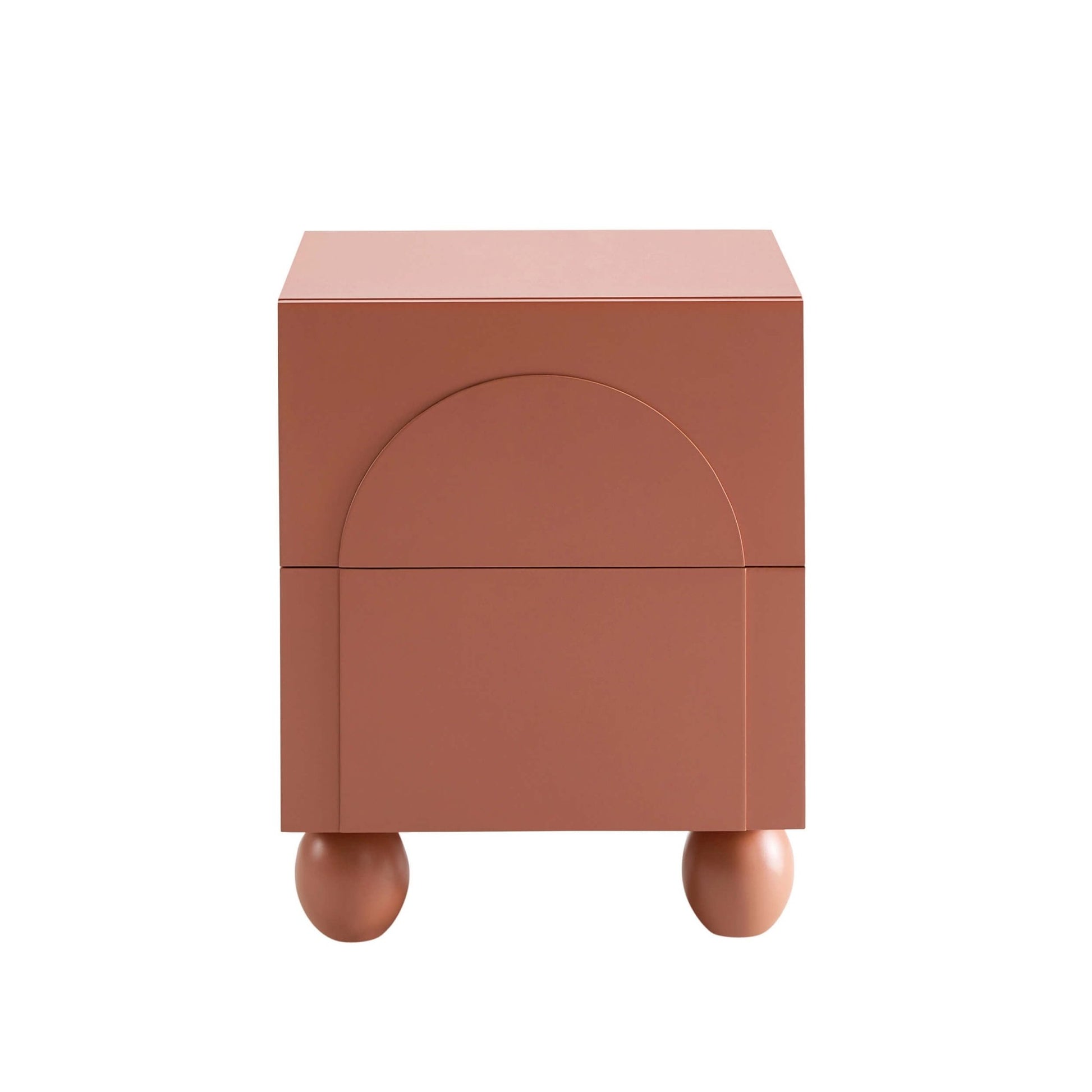 Rachel Arch Front 2 Drawer Bedside Table - Terracotta - DUSK