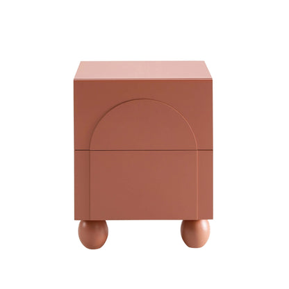 Rachel Arch Front 2 Drawer Bedside Table - Terracotta - DUSK