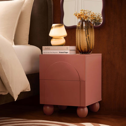 Rachel Arch Front 2 Drawer Bedside Table - Terracotta - DUSK