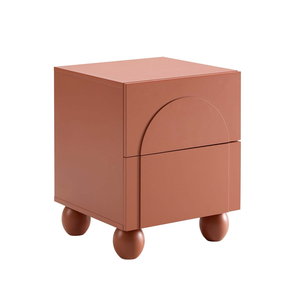 Rachel Arch Front 2 Drawer Bedside Table - Terracotta - DUSK