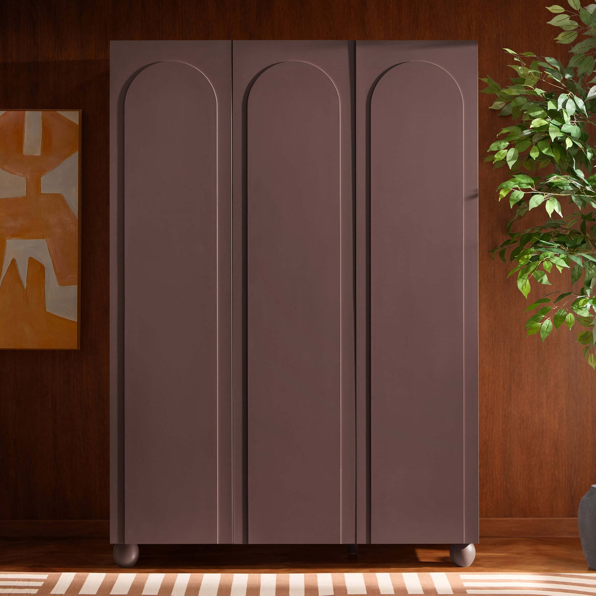 Rachel Arch Front 3 Door Wardrobe - Mocha - DUSK