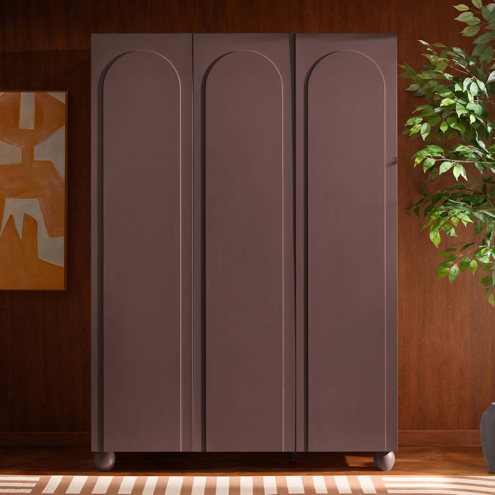 Rachel Arch Front 3 Door Wardrobe - Mocha - DUSK