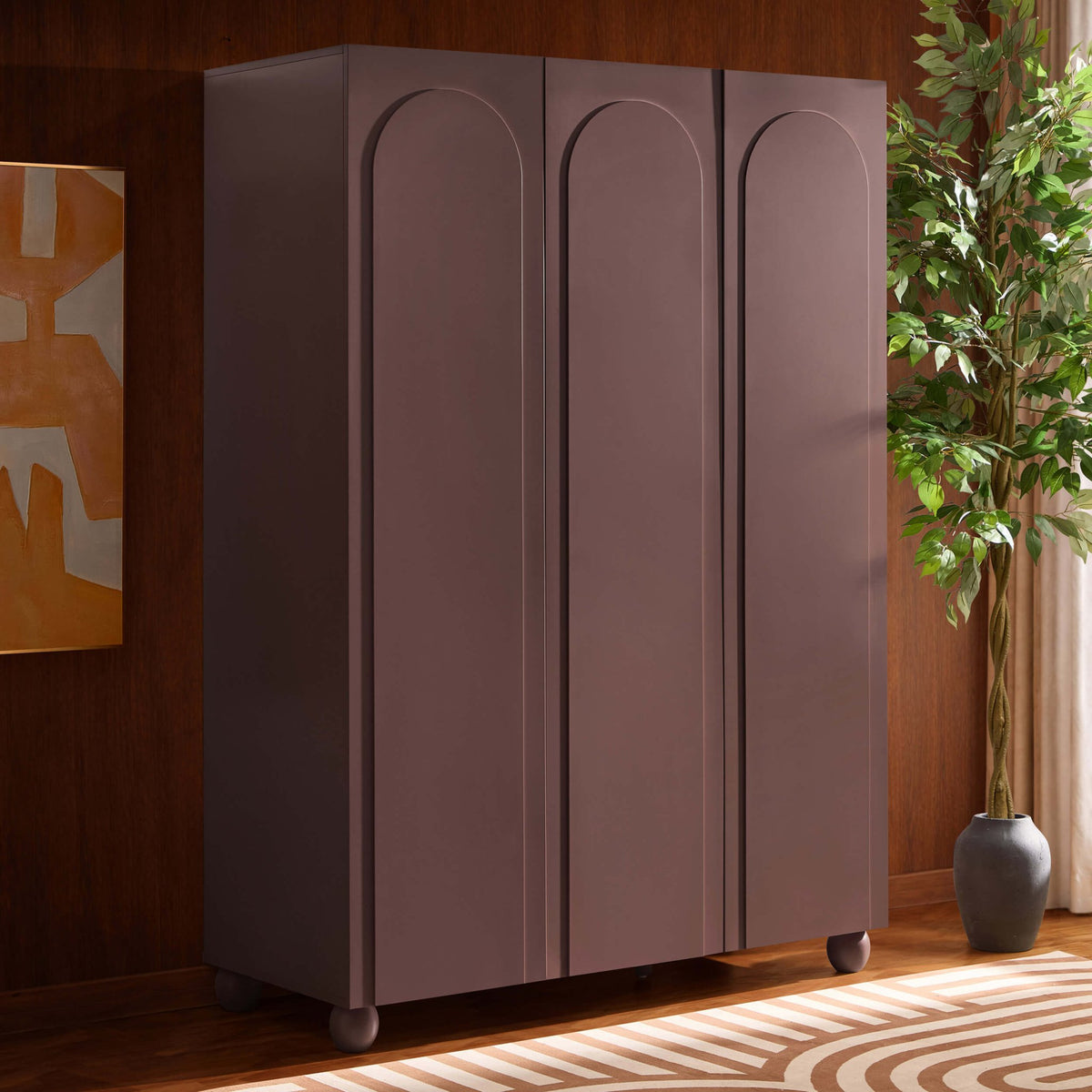 Rachel Arch Front 3 Door Wardrobe - Mocha - DUSK