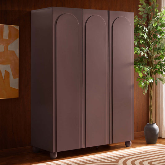 Rachel Arch Front 3 Door Wardrobe - Mocha - DUSK