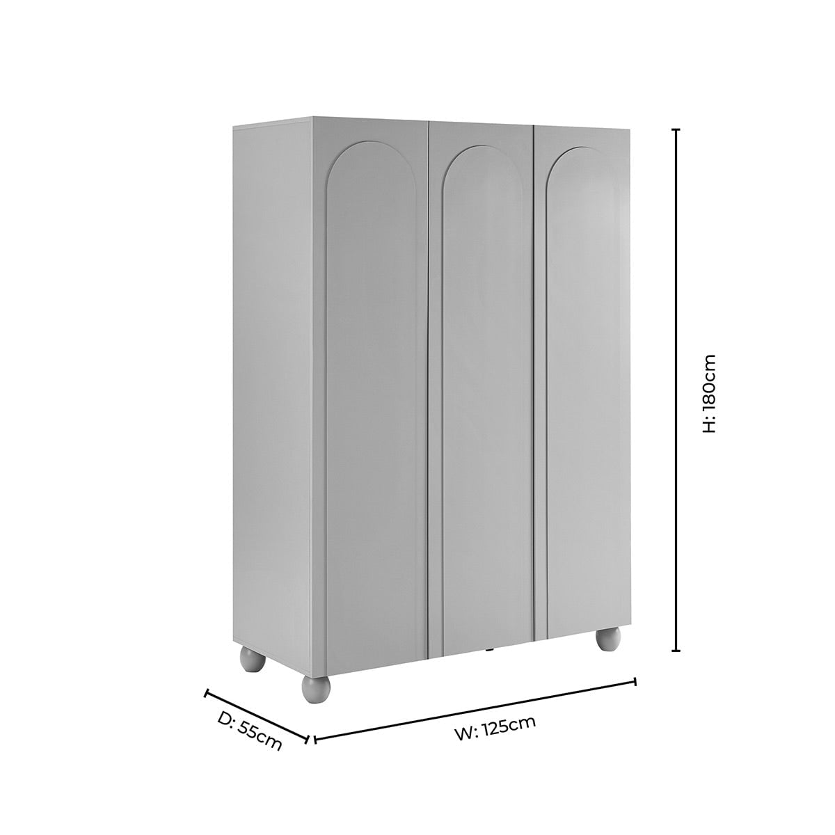 Rachel Arch Front 3 Door Wardrobe - Terracotta - DUSK