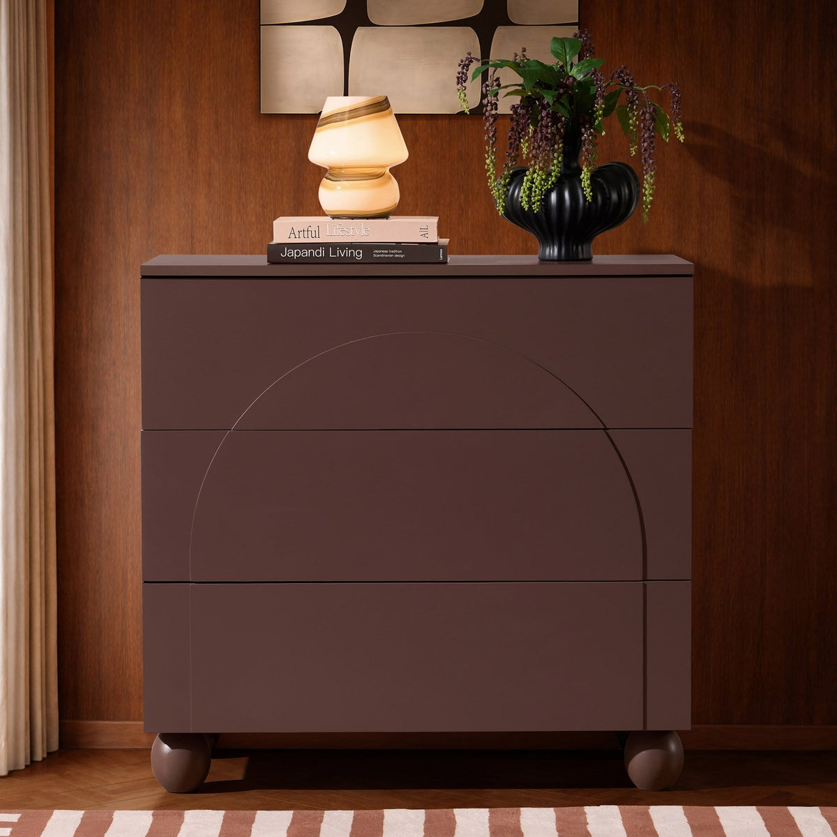 Rachel Arch Front 3 Drawer Chest - Mocha - DUSK