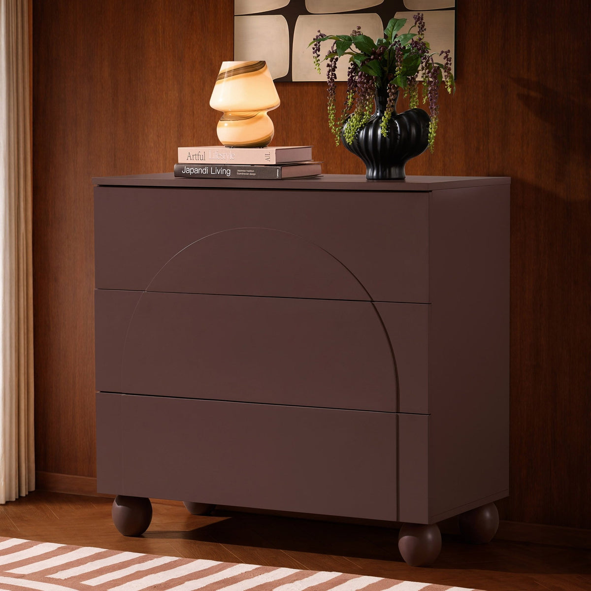 Rachel Arch Front 3 Drawer Chest - Mocha - DUSK