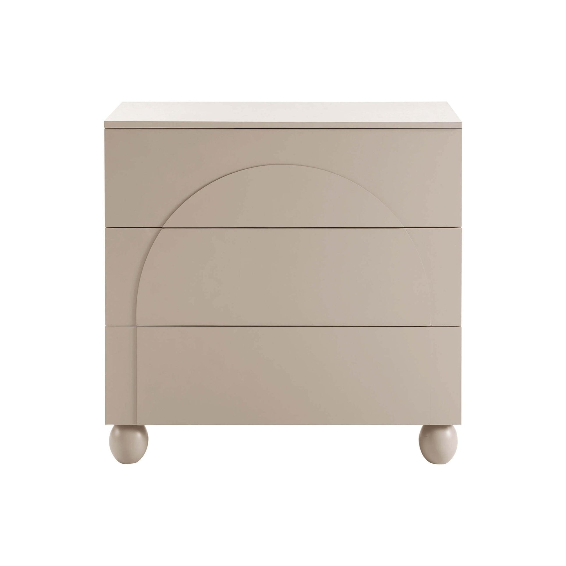 Rachel Arch Front 3 Drawer Chest - Taupe - DUSK