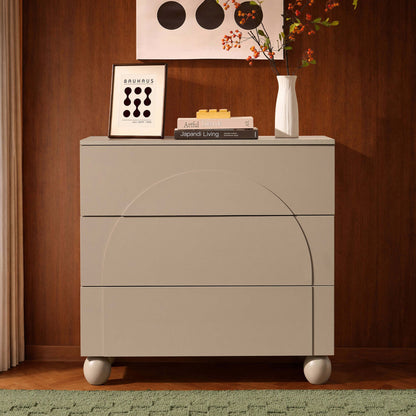 Rachel Arch Front 3 Drawer Chest - Taupe - DUSK