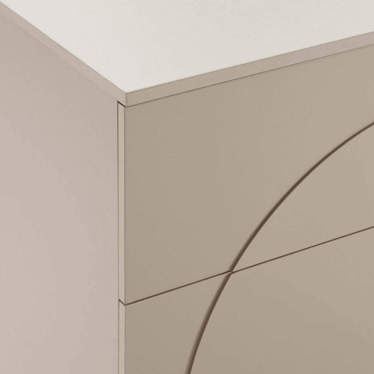Rachel Arch Front 3 Drawer Chest - Taupe - DUSK