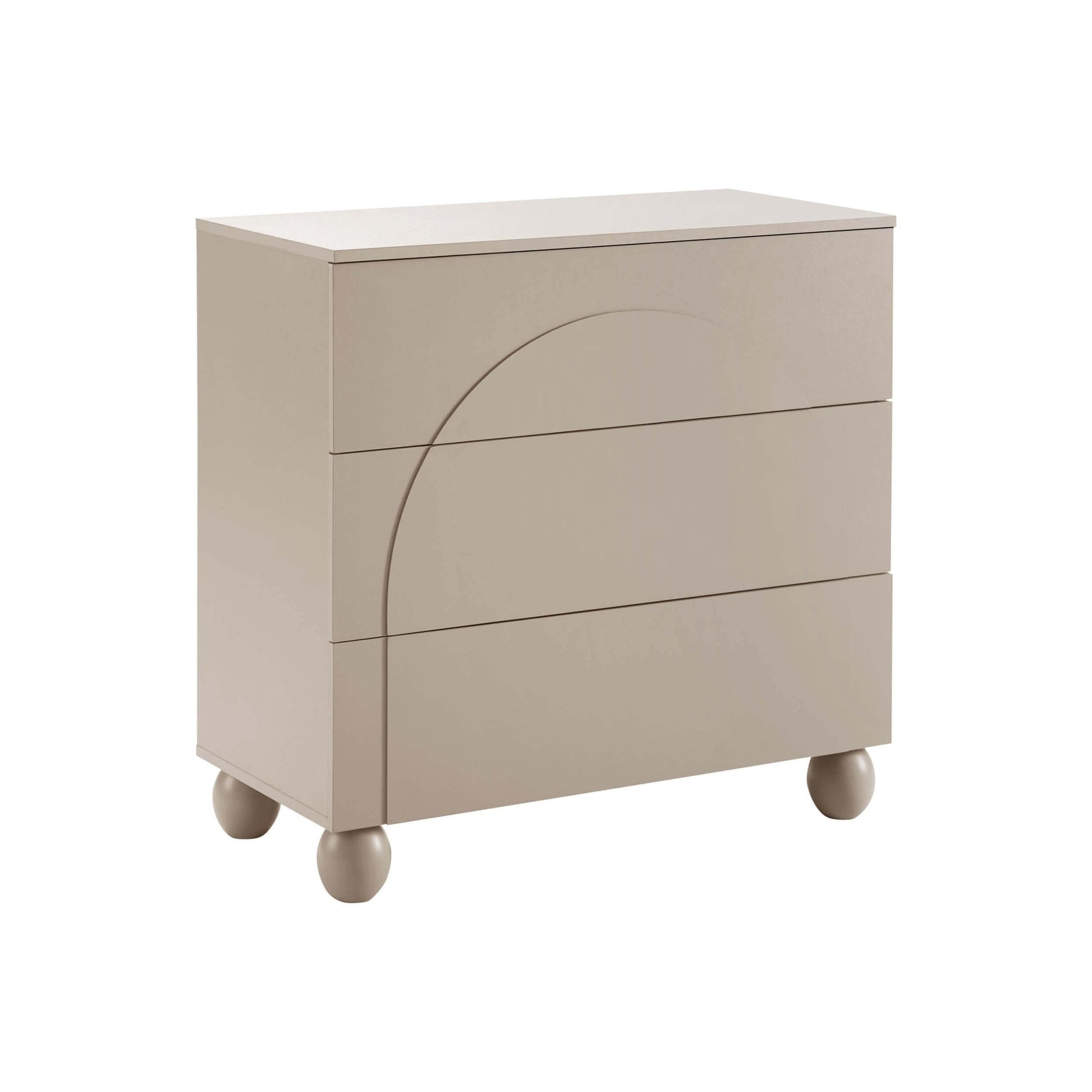 Rachel Arch Front 3 Drawer Chest - Taupe - DUSK
