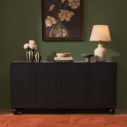 Rachel Arch Front 4 Door Sideboard - Black - DUSK