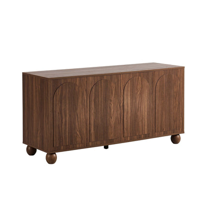 Rachel Arch Front 4 Door Sideboard - Mid Wood - DUSK