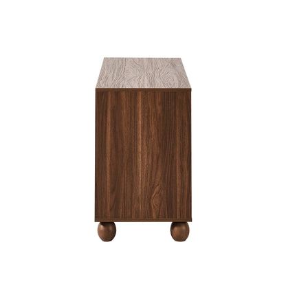 Rachel Arch Front 4 Door Sideboard - Mid Wood - DUSK