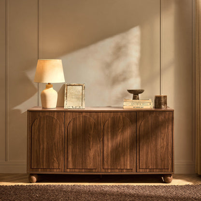 Rachel Arch Front 4 Door Sideboard - Mid Wood - DUSK