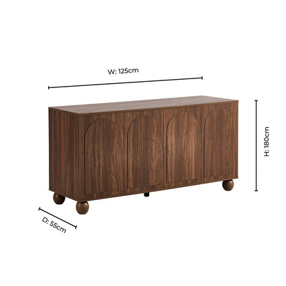 Rachel Arch Front 4 Door Sideboard - Mid Wood - DUSK