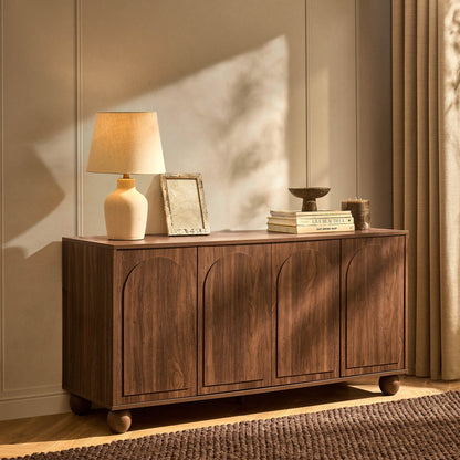 Rachel Arch Front 4 Door Sideboard - Mid Wood - DUSK