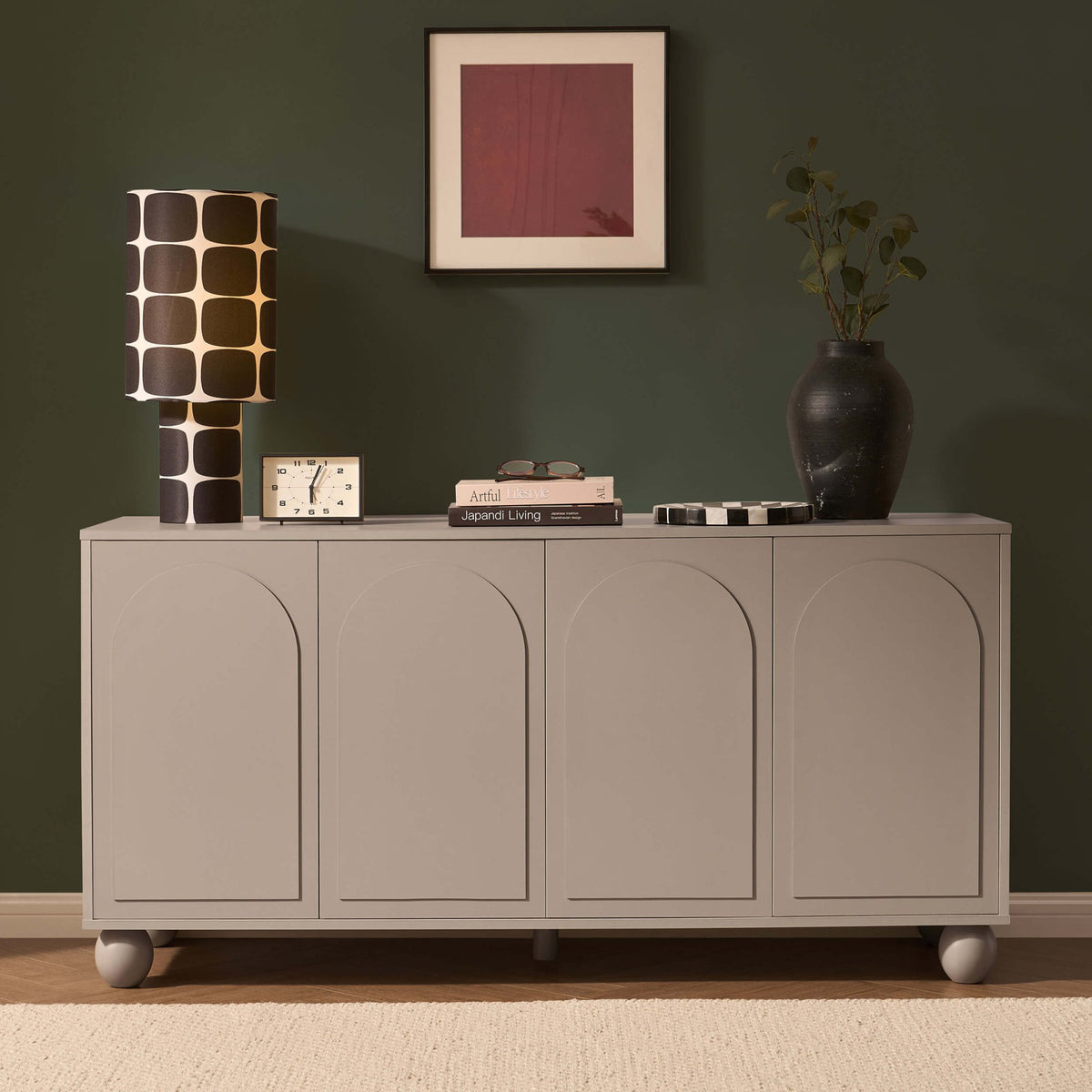 Rachel Arch Front 4 Door Sideboard - Taupe - DUSK