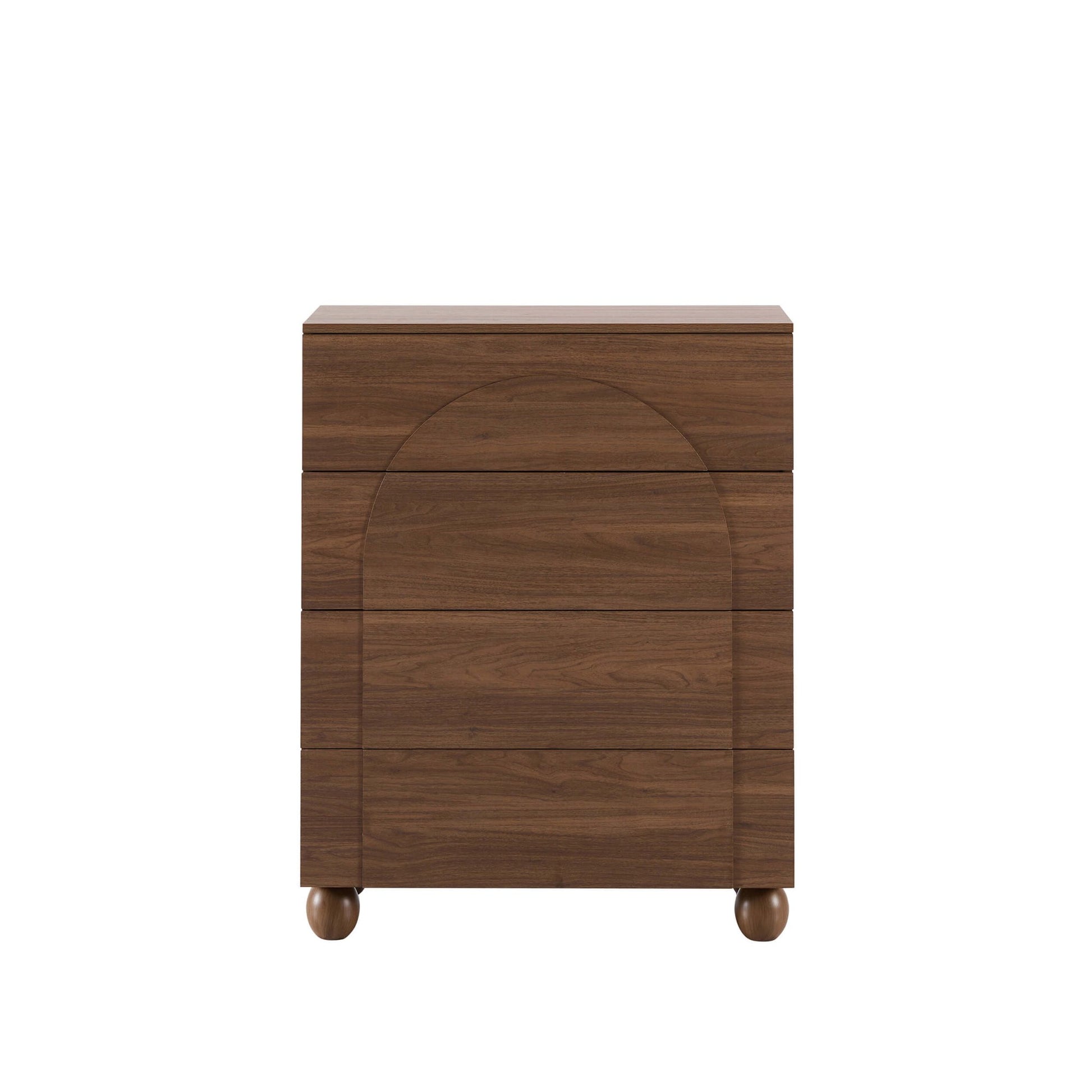 Rachel Arch Front 4 Drawer Chest - Medium Wood - DUSK