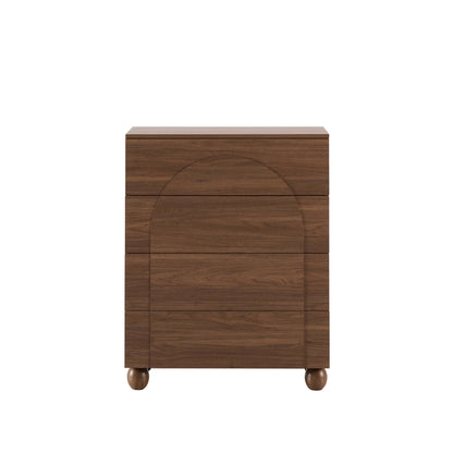 Rachel Arch Front 4 Drawer Chest - Medium Wood - DUSK