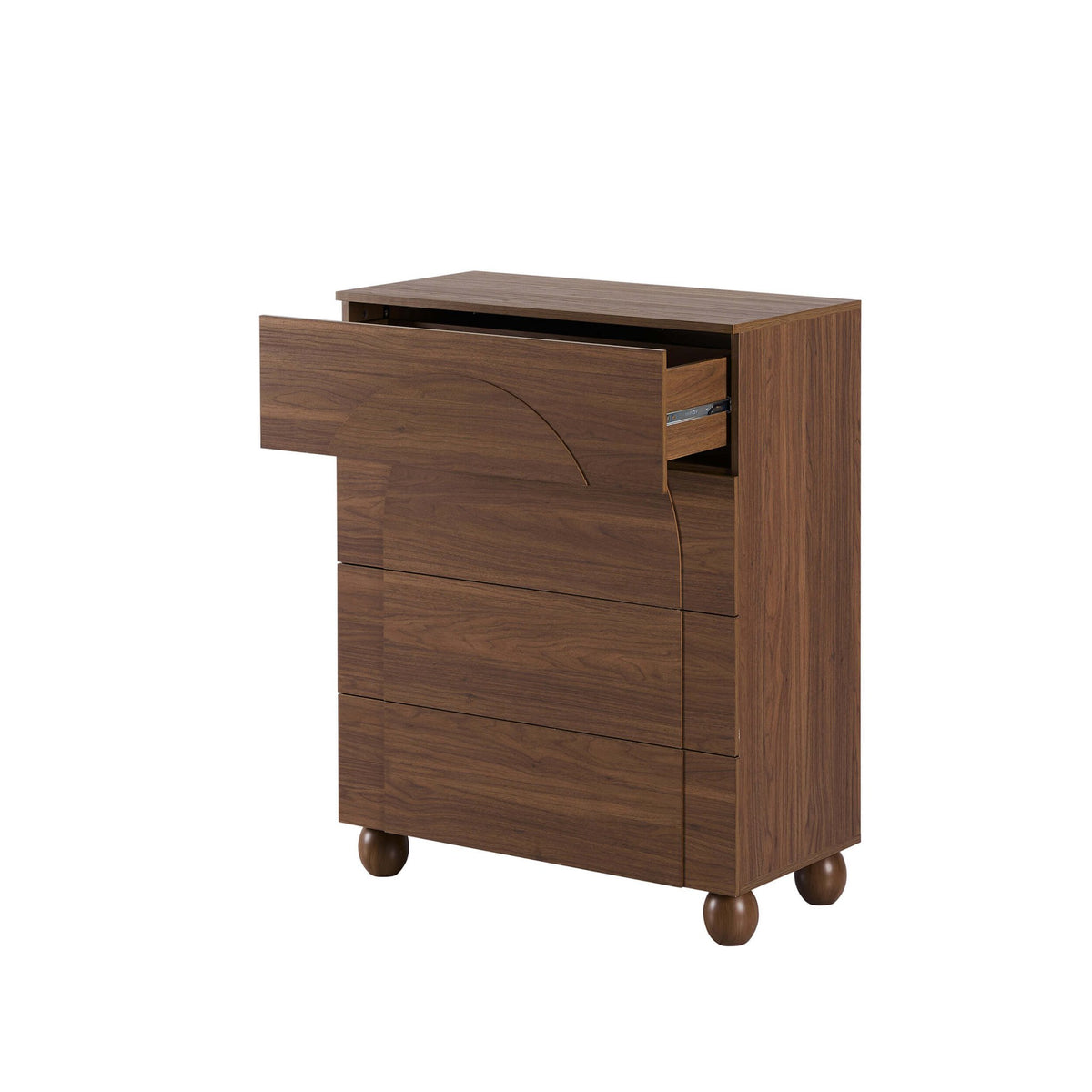 Rachel Arch Front 4 Drawer Chest - Medium Wood - DUSK