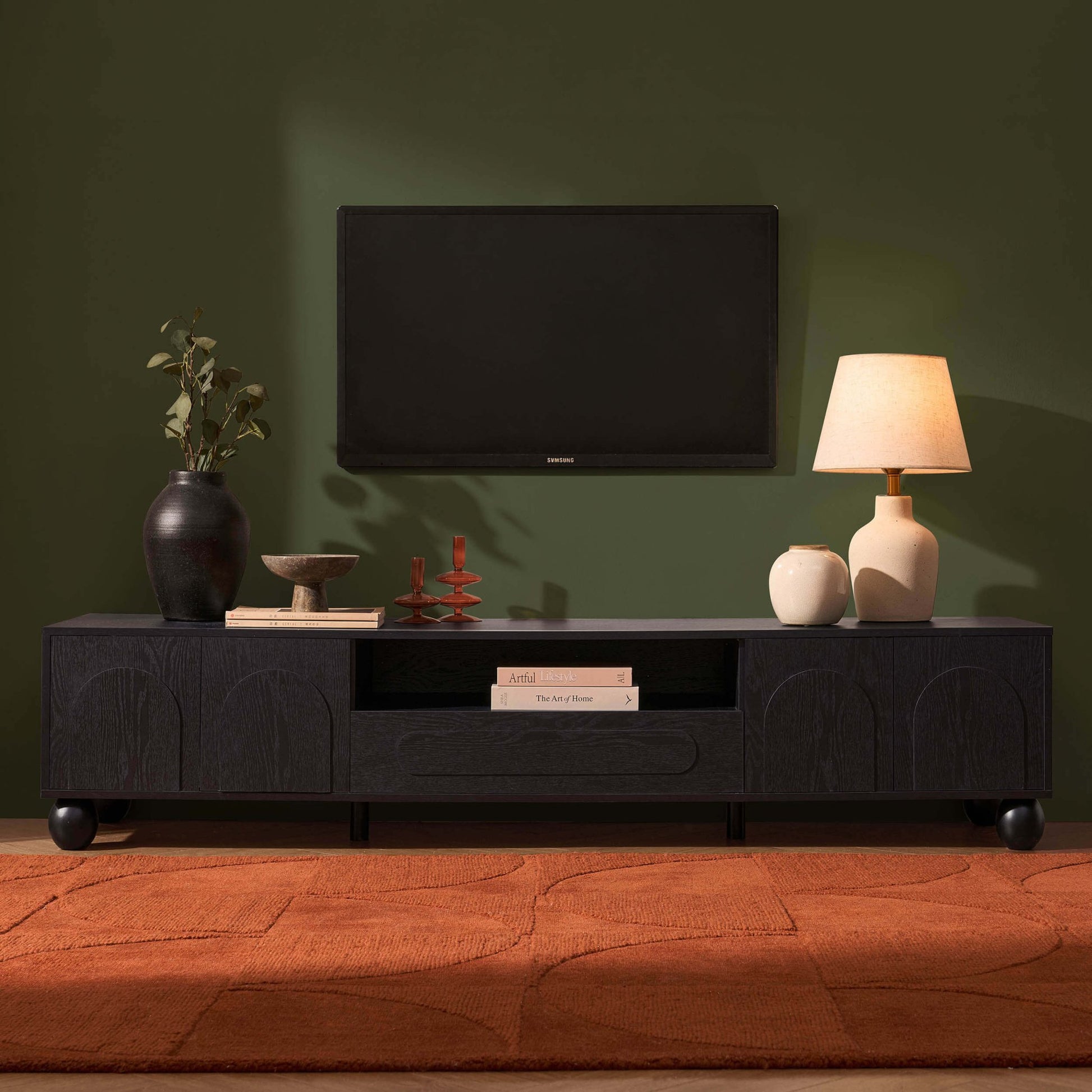 Rachel Arch Front Tv Unit for TVs up to 75" - Black - DUSK