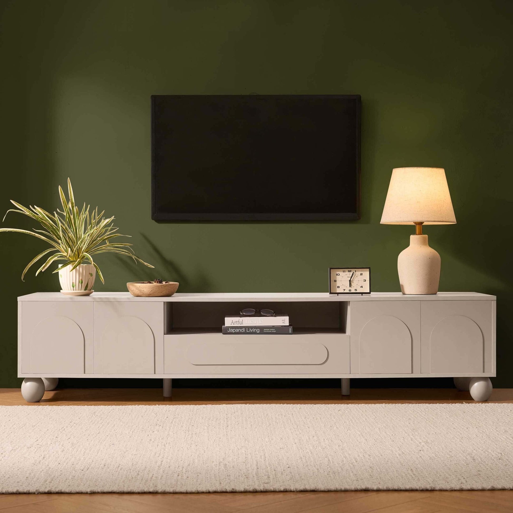 Rachel Arch Front Tv Unit for TVs up to 75" - Taupe - DUSK