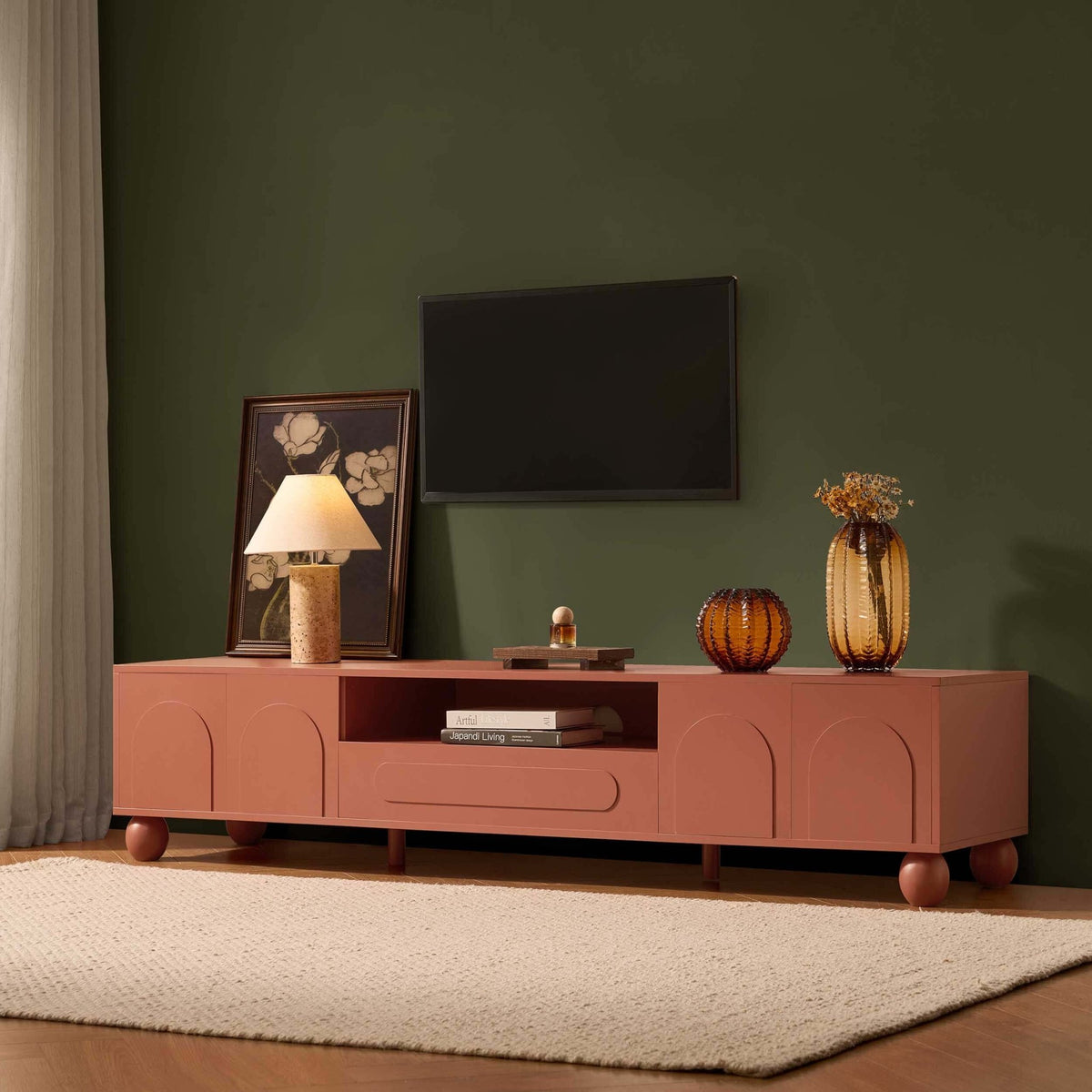 Rachel Arch Front Tv Unit for TVs up to 75" - Terracotta - DUSK