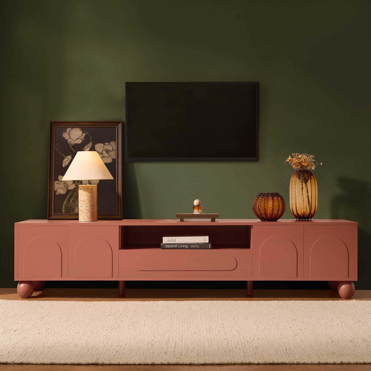 Rachel Arch Front Tv Unit for TVs up to 75" - Terracotta - DUSK