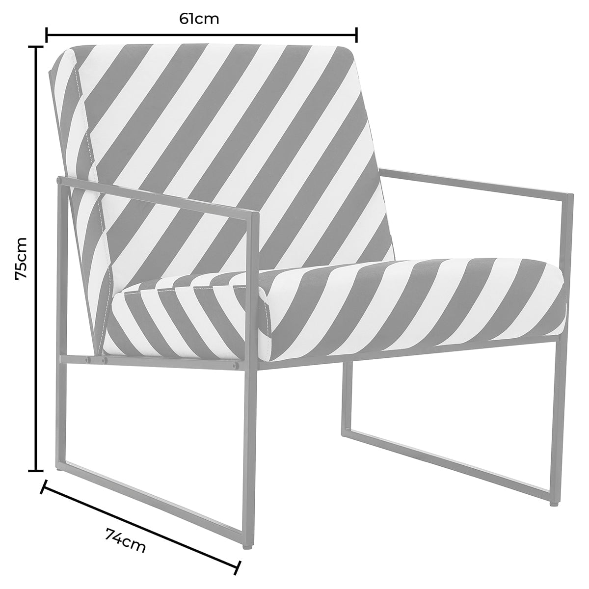 Rae Accent Chair - Mono Stripe - DUSK