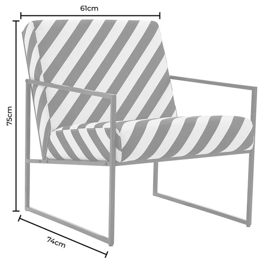 Rae Accent Chair - Mono Stripe - DUSK