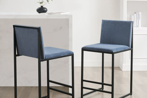 Rae Set Of 2 Barstools - Velvet - Blue - DUSK
