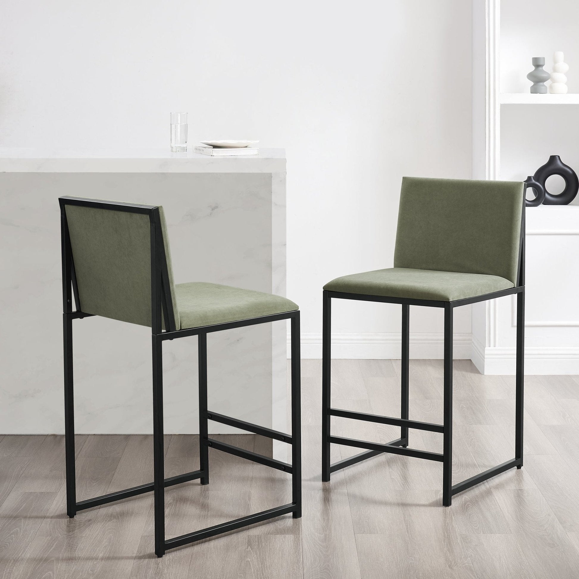 Rae Set Of 2 Barstools - Velvet - Sage Green - DUSK