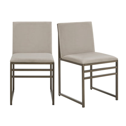 Rae Set of 2 Dining Chairs - Velvet - Beige - DUSK