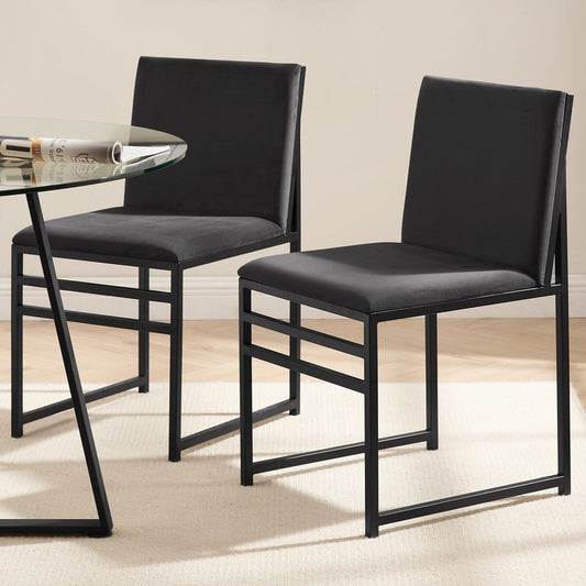 Rae Set of 2 Dining Chairs - Velvet - Charcoal - DUSK 2048