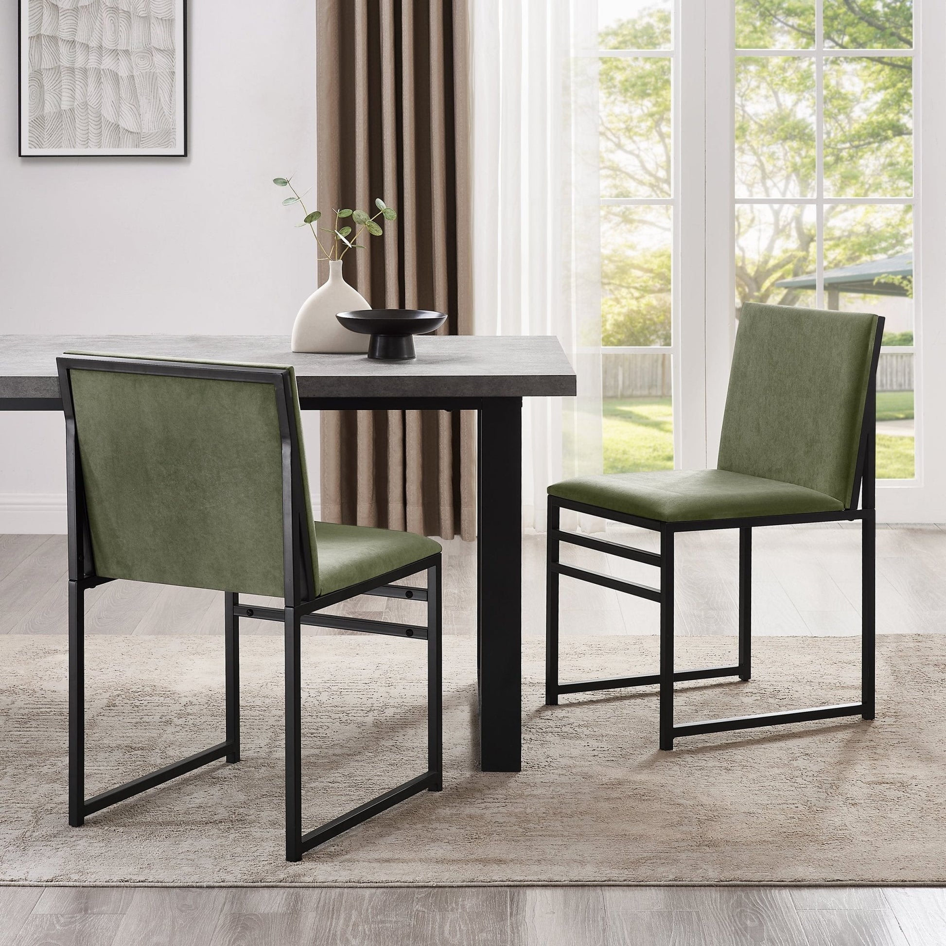 Rae Set of 2 Dining Chairs - Velvet - Sage Green - DUSK