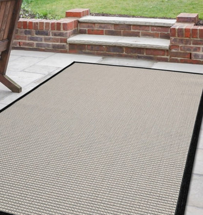 Ramona Border Flatweave Indoor/Outdoor Rug - White/Black - DUSK