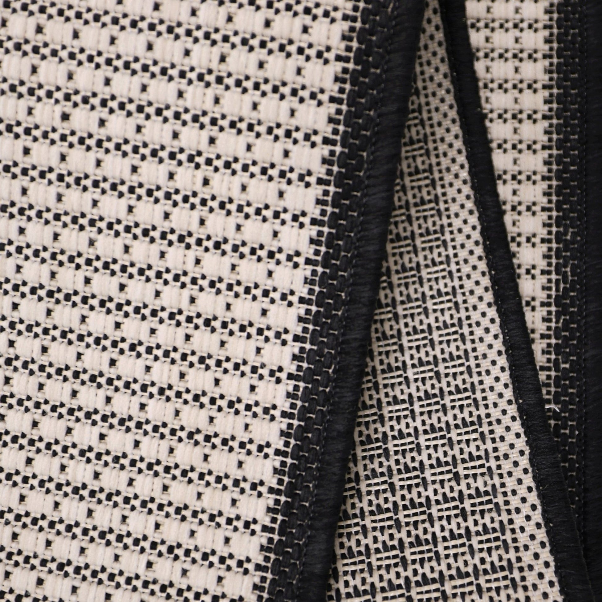 Ramona Border Flatweave Indoor/Outdoor Rug - White/Black - DUSK