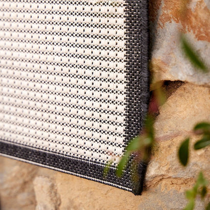 Ramona Border Flatweave Indoor/Outdoor Rug - White/Black - DUSK