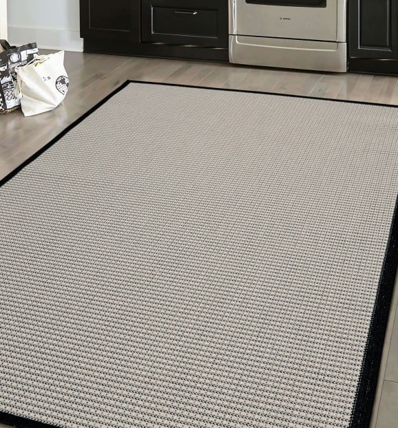 Ramona Border Flatweave Indoor/Outdoor Rug - White/Black - DUSK