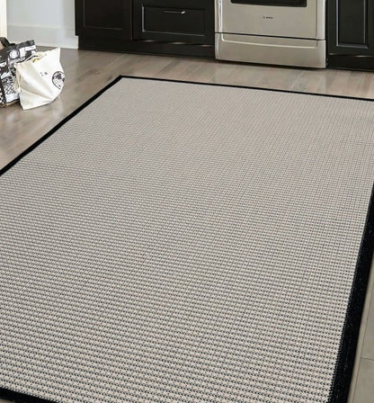 Ramona Border Flatweave Indoor/Outdoor Rug - White/Black - DUSK