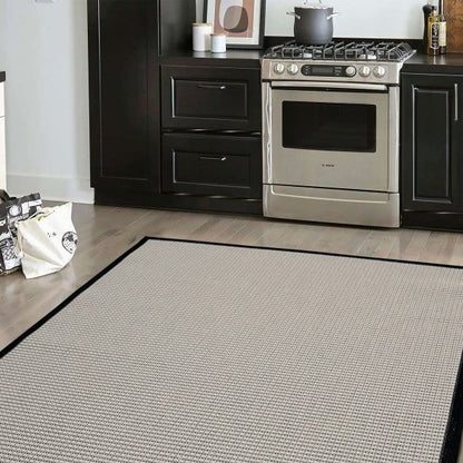 Ramona Border Flatweave Indoor/Outdoor Rug - White/Black - DUSK