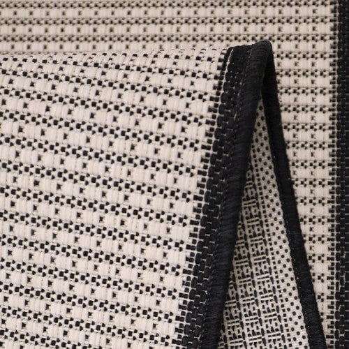 Ramona Border Flatweave Indoor/Outdoor Rug - White/Black - DUSK