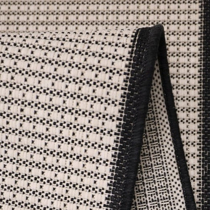 Ramona Border Flatweave Indoor/Outdoor Rug - White/Black - DUSK