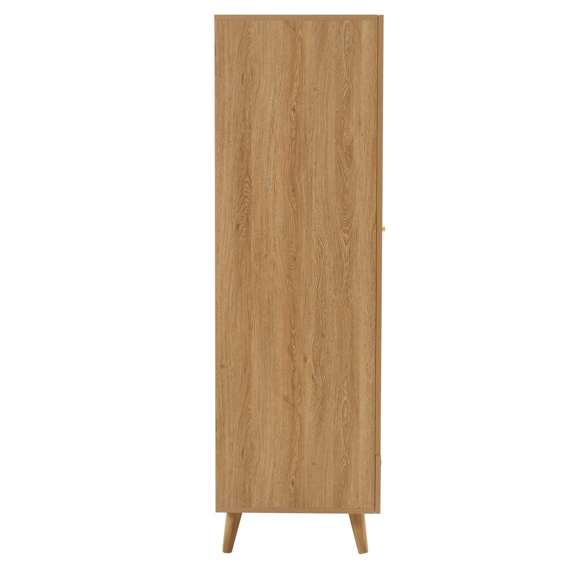 Raven Rattan 2 Door Wardrobe with Drawers - Light Wood - DUSK